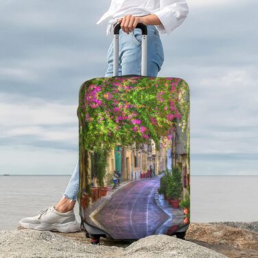 Чохол для валізи Весняний сад з принтом, еластичний захист від подряпин та пилу, чорний, розмір 95