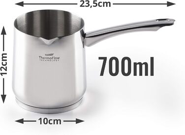 Індукційний горщик Moka з нержавіючої сталі ROSMARINO, 700 мл, сучасний турецький кавник Cezve з 3-шаровою сталевою основою, підхо