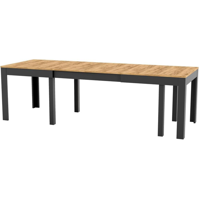 Великий, практичний стіл MPS WENUS 160-300x90x76см Дуб Craft Black Обідній стіл на 4-12 осіб з розсувною стільницею до 300 см Сучасний дизайн Прямокутний стіл