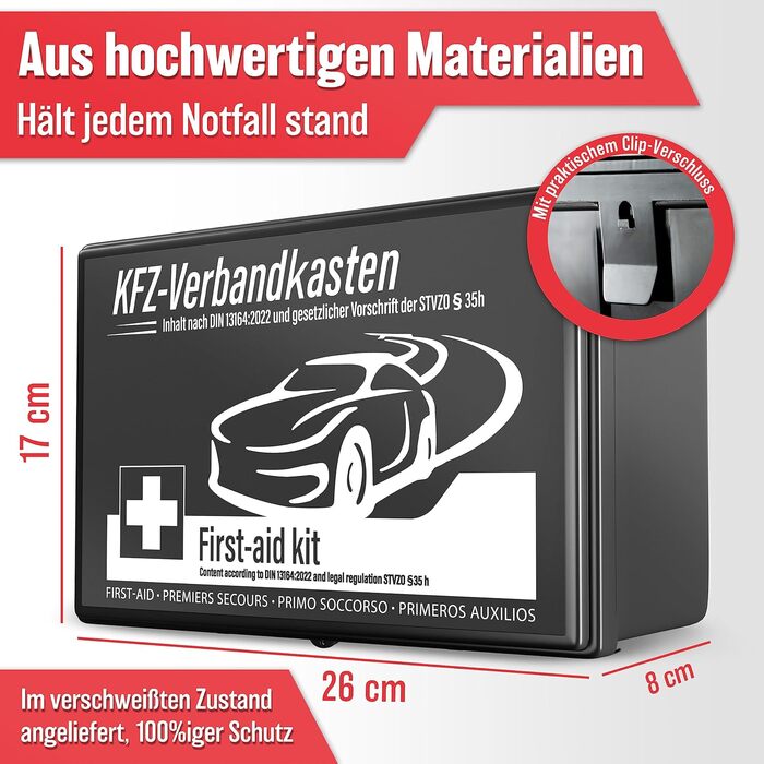 Автомобільна аптечка HELDENWERK 2024 може використовуватися і тестуватися по всій Європі (відповідає StVO) - автомобільна аптечка