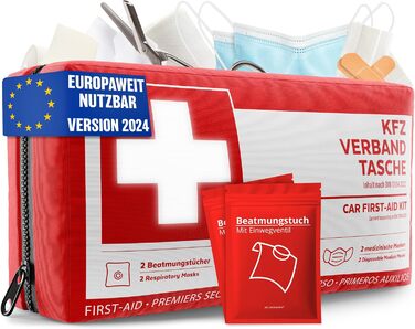 Автомобільна аптечка відповідно до чинного стандарту 2024 року, включаючи реаніматори - Автомобільна аптечка може використовуватис