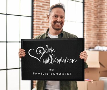 Персоналізований килимок для привітання до 120 см - Персоналізований килимок для привітання родини, тонкий гумовий килимок, подарунок на замовлення (60x40 см) 40 x 60 см (прямокутний)