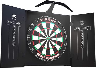 Система освітлення дротиків Target Darts Arc, комплект для домашньої шафи, включаючи мішень для дротиків World Champion та 2 набори дротиків, чорний колір, стандартний розмір