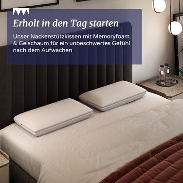 Подушка для шиї з гелевої піни та піни з ефектом пам&39яті, 60x30 см, подушка для шийного відділу хребта, регульована жорсткість та висота (7-14 см), чохол з дихаючого кашеміру