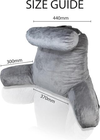 Подушка для читання Aidapt XL зі знімним підголівником, підлокітниками, поперековою опорою, чохлом, який можна прати, 2 кишенями, ручкою для перенесення, подрібненим пінополіуретаном, ідеально підходить для ліжка, ігор, перегляду телевізора або відпочинку
