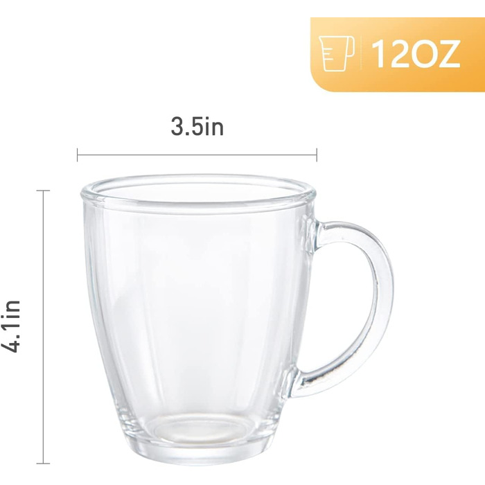 ДИЗАЙНМАЙСТЕР6 шт. , 350 мл - Келихи для латте макіато з ручкою, склянка для кави/чаю, довго зберігають тепло, ідеально підходять