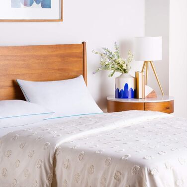 Подушка Linenspa 40x80 см Комплект з 2 шт. Подушка середньої жорсткості Сертифікована Oeko-Tex Виготовлена з подрібнених пластівців піни з ефектом пам&39яті, Біла 40 x 80 см