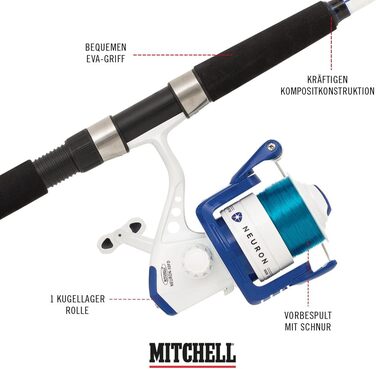 Комплект вудки та котушки Mitchell 1555899 Neuron Dorade з рибальськими снастями для лову дорадо, ляща, дорадо, спинорога, морського окуня, камбали та мерланга