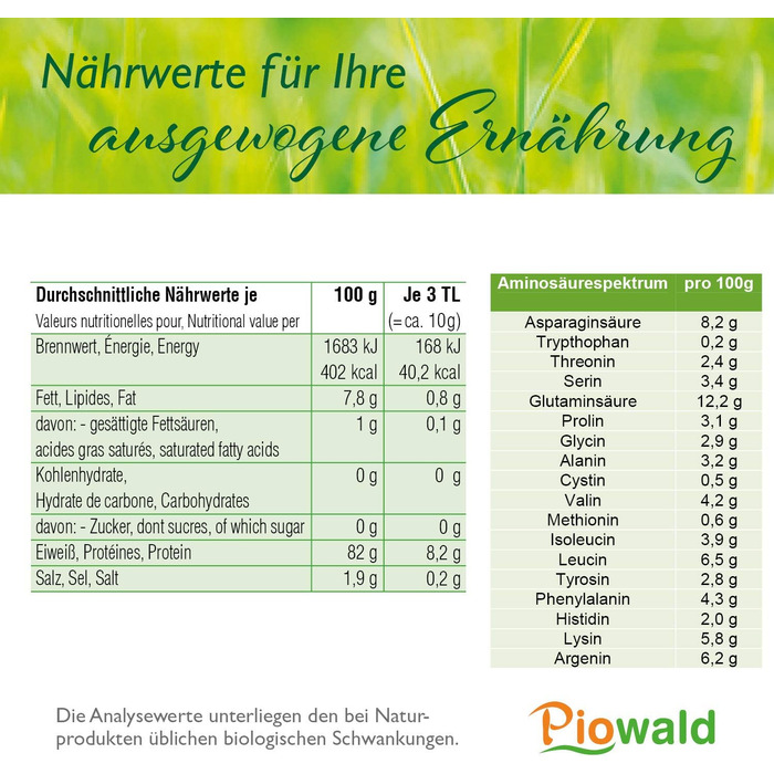 Органічний гороховий протеїн Piowald 82, 1 кг