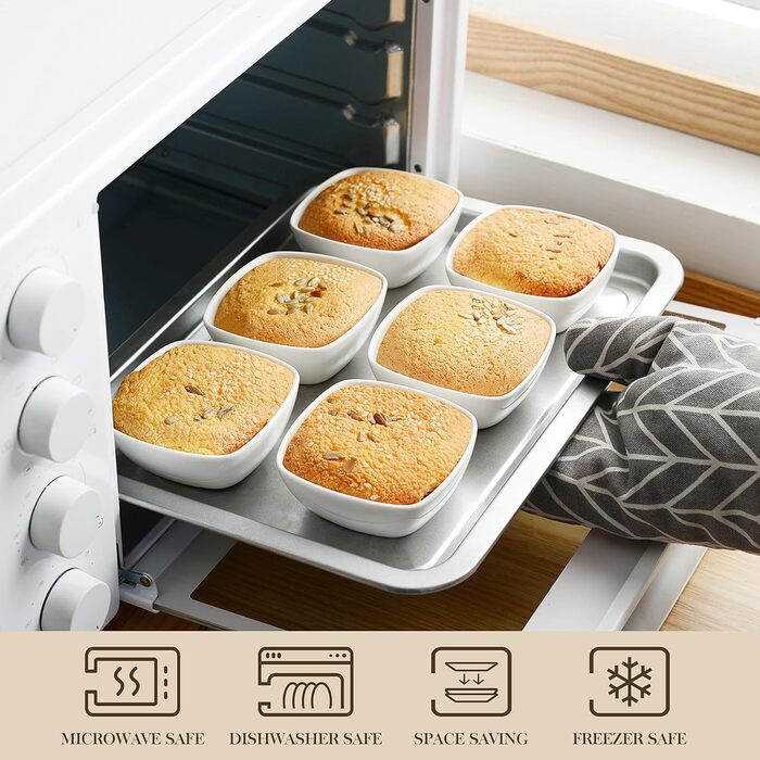 Серія Ramekin.Dish, 12 шт. Порцелянові білі десертні миски, маленькі миски для подачі, для соусу, занурення, суфле, пудингу, безпе