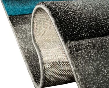 Сучасний килим з коротким ворсом для вітальні килим контурного крою абстрактний сірий чорний білий бірюзовий розмір 160x230 см 160