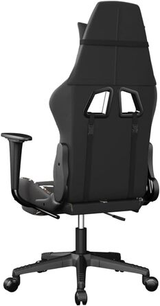 Геймерське крісло з підставкою для ніг, чорна камуфляжна штучна шкіра, регульована висота спинки, поворот на 360 градусів, ергономічне, міцний матеріал, міцний металевий каркас