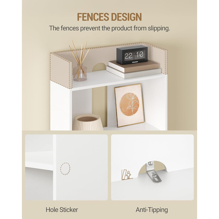 Книжкова шафа Hzuaneri з 2 дверима, 6-ярусна книжкова полиця, полиця, вітрина, полиця для зберігання для вітальні, домашнього офісу, кухні, 24 x 48 x 169 см, білий, BC62003X
