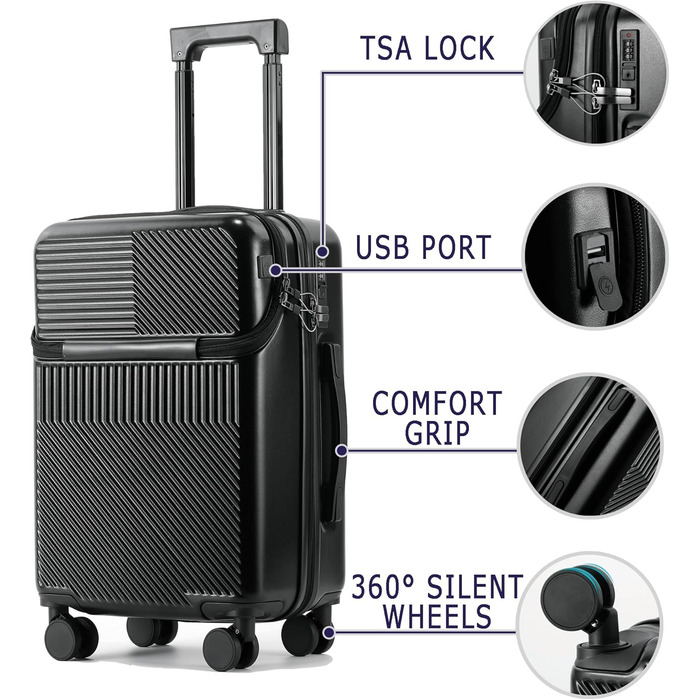 Валіза ручна поїздка з коліщатками 360 та тримачем для напоїв, червона, 20 дюймів