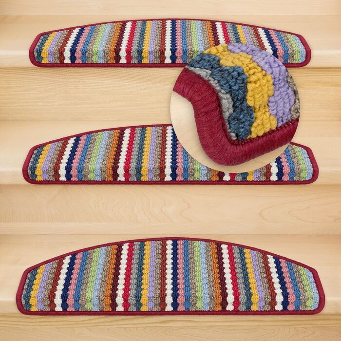 Килимки для сходів Kettelservice-Metzker Багатосмугові різнокольорові напівкруглі в різних кольорах економ-комплекти 16 шт.