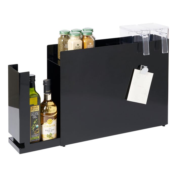 Розсувна підставка для спецій Yamazaki 6004 TOWER, чорна, сталь/поліпропілен, мінімалістичний дизайн, 12,5 x 5093 x 36,7 см (Д x Ш x В)