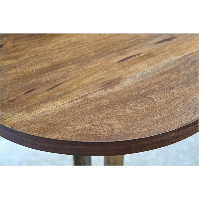 Бароковий журнальний/приставний столик, круглий, із золота, латуні та дерева манго, античний вигляд, стиль бароко, репродукція, висота 60 см