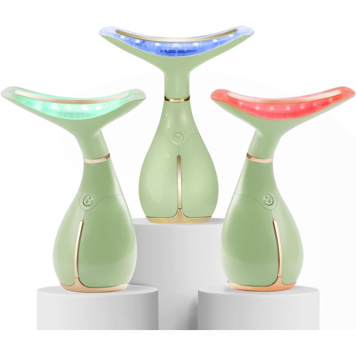 Електричний масажер для обличчя Ms.W для підтяжки обличчя, ультразвуковий масажер для обличчя проти зморшок для дому, ультразвуковий масаж обличчя, 3 режими масажу обличчя проти зморшок 1 зелений та золотий