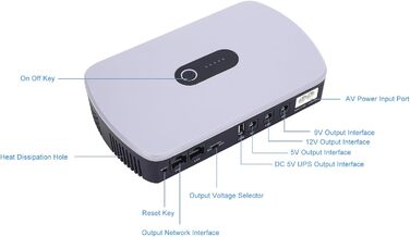 Джерело безперебійного живлення (UPS) 12V 1A 10400mAh з 4 розетками та USB-портом - резервне живлення для роутера, модему, CCTV-камери. Європейська вилка, 100-240V