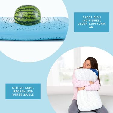 Пінопластова подушка Genius eazzzy 40x80 см, висота 10 см - подушка для підтримки шиї з 2 рівнями жорсткості охолоджувальний гелевий пінопласт - подушка для сну на боці, спині та животі в упаковці з 2 шт.