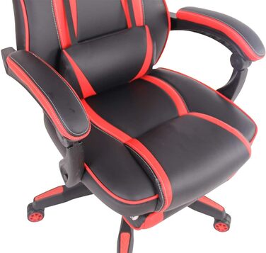 Ігрове офісне крісло CLP з підігрівом та оббивкою зі штучної шкіри Ігрове крісло з підставкою для ніг Регульована висота Комп&39ютерне крісло з підлокітниками, колір чорний/червоний
