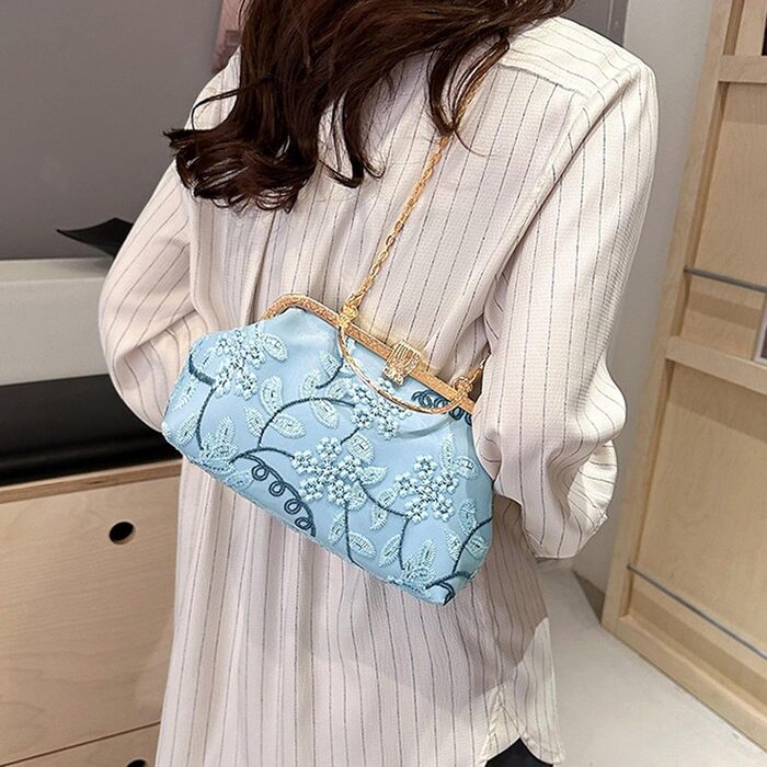 Сатеневий клатч для вечірки та особливих подій, блакитний (08301)