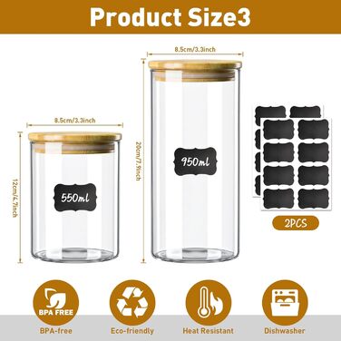 Банки для зберігання з кришками, 12 скляних контейнерів для зберігання з кришками, герметичні, штабельовані банки для зберігання AB