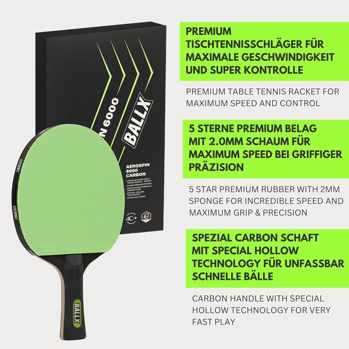 Ракетка для настільного тенісу BALLX AeroSpin 6000 PRO CARBON