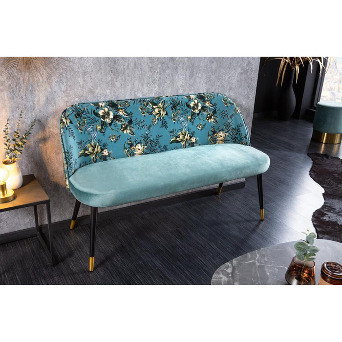 Бірюзовий оксамитовий квітковий візерунок і золоті шапки Бірюзовий, квітковий