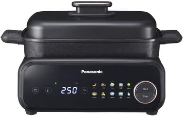 Мультикукер 4-в-1 Panasonic NF-GM400 електрогриль, повільний варильник, пароварка та сковорода, 1400 Вт, 40250C, 9 авторежимів, 4 антипригарні панелі, система відведення пари, чорний, 4 аксесуари