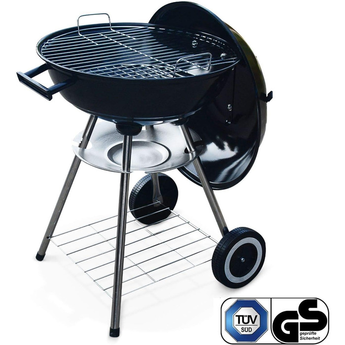 Вугільний гриль-барбекю Ø 44 см, на 4 особи. Мобільний купольний гриль з кришкою для пікніків/саду/балкону