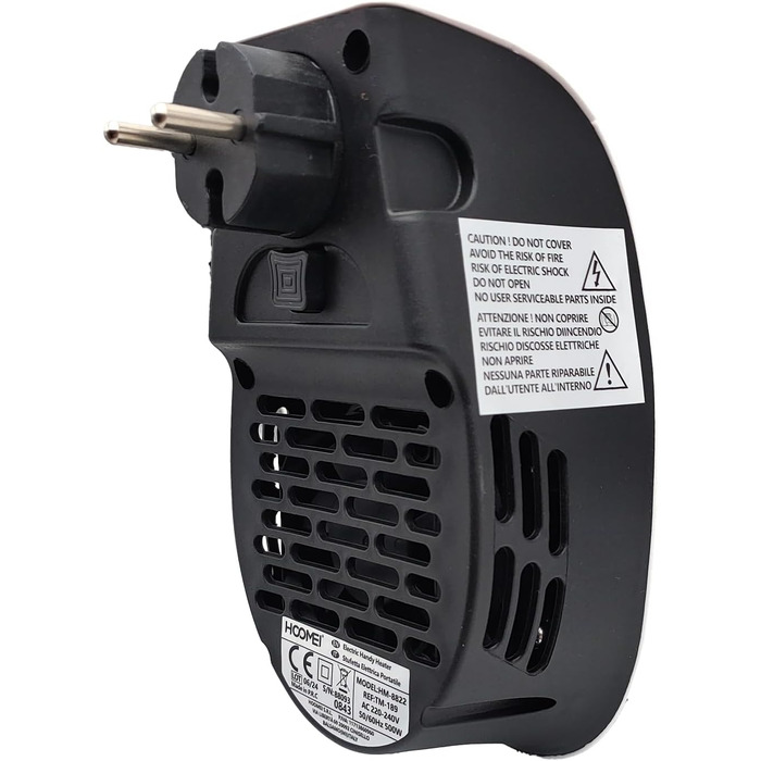 Електричний обігрівач, що підключається до мережі, 500 Вт, енергозберігаючий, тихий термовентилятор з термостатом 15-32C, 12-годинний таймер, світлодіодний дисплей, дві швидкості, автоматичне вимкнення