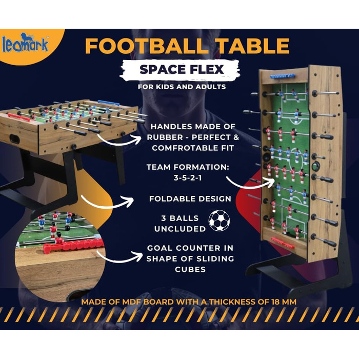 Настільний футбол Leomark SpaceFlex – складаний для дітей, висота 86 см