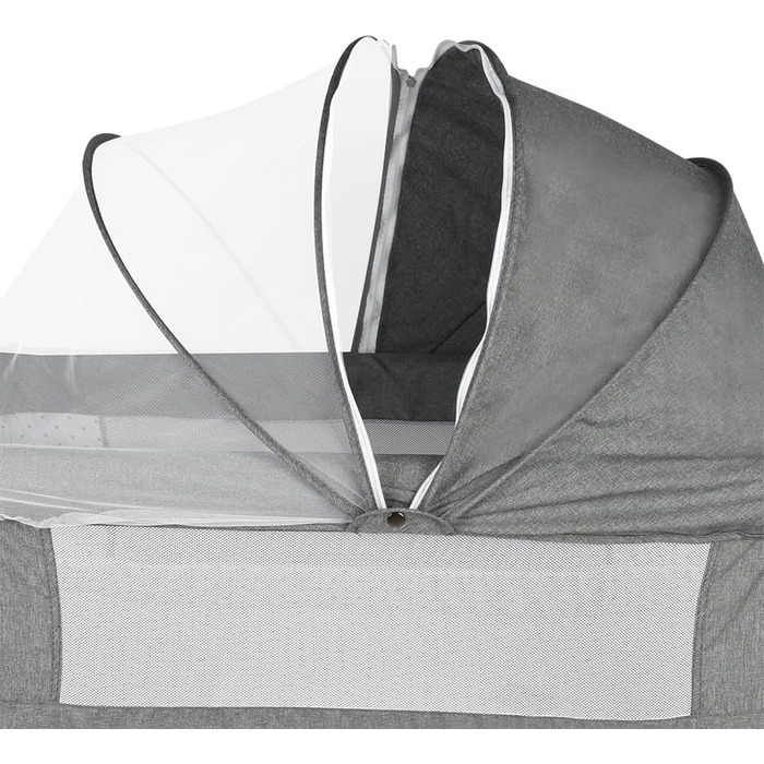 Дитяче ліжечко 3-в-1, дитяча колиска та дорожнє ліжечко, 4-рівневе регулювання висоти дитячого ліжечка, відкидне ліжко, колиска для дітей вагою до 25 кг - 104 x 52 x 100-110 см - Білизняно-сірий колір