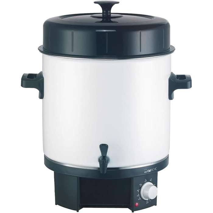 Машина для гарячих напоїв і консервації Clatronic 2в1 з ємністю бака 25 л Горщик для консервації, наприклад, глінтвейну або пуншу Глінтвейн з емаллю та вбудованим зливним краном 1800 Вт EKA 3338 Одномісний