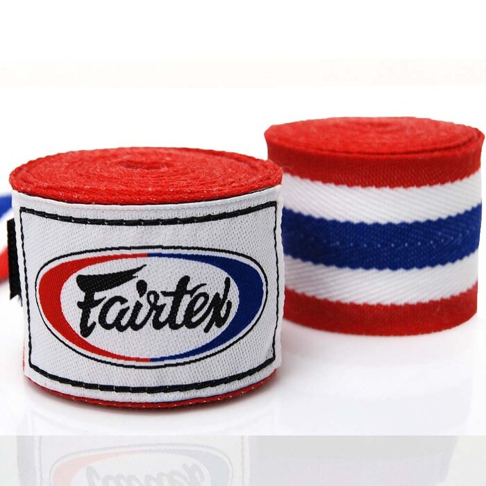 Бинти Fairtex, напівеластичні, 4,5 м, тайський прапор, обгорткові бинти, обгортка для рук