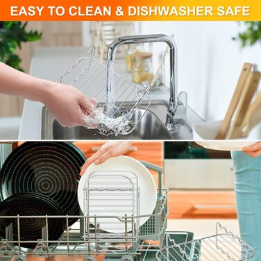 Аксесуар для фритюрниці для подвійної аерофритюрниці Ninja Foodi AF500uk Flexdrawer 10.4 л - 2 шт. и Стійка для фритюрниці з 5 шашликами, решітка для приготування їжі з нержавіючої сталі 304