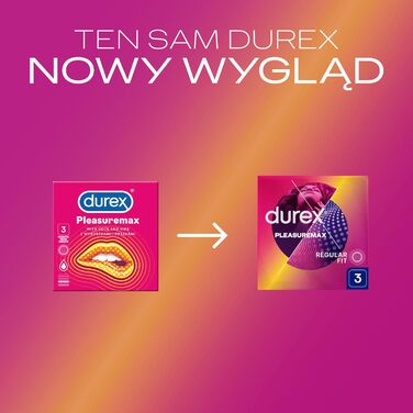 Презервативи Durex Pleasuremax Rippled з кільцями та ґудзиками, 3 шт. и, без запаху, гумові