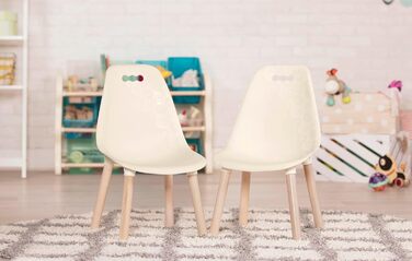 Набір з 2 дитячих меблів Дитячі стільці на ніжках - міцні, стильні стільці в кремово-білому кольорі та дереві для дітей від 3 рокі