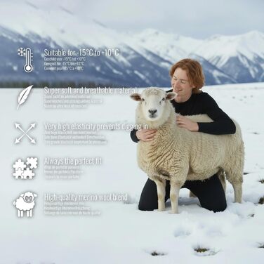 Чоловічий комплект термобілизни з мериносової вовни (сорочка штани) Тепла зимова лижна білизна з мериносової вовни, розмір M, темно-синій