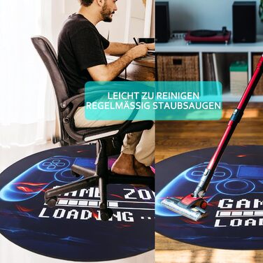 Килимок для ігрового крісла Capslpad для дерев&39яних підлог, нековзний захисний килимок для підлоги, гумовий килимок для ігрового контролера, комп&39ютерного крісла для ігрової кімнати, декор для домашнього офісу (круглий 120 см, чорний)