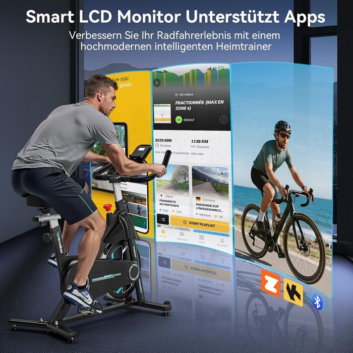 Велотренажер Wenoker Heimtrainer 2025 з магнітним опором, LCD-монітором та підтримкою APP, до 160 кг