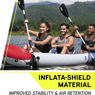 Надувний каяк Bestway Hydro-Force на 3 особи з алюмінієвими веслами та ручним насосом, каяк на 3 особи, повний комплект каяків на 3 особи, червоний