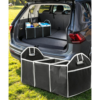 Складаний органайзер для багажника з 3 відділеннями, великої місткості, автомобільні ящики для зберігання, портативні водонепроникні сумки для багажника, універсальний для позашляховиків, пікапів, фургонів