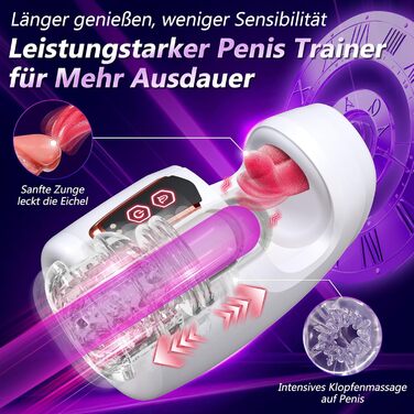 Мастурбатор Yotcoc для чоловіків, реалістичний з функцією язика та вібрації, 10 режимів смоктання та 10 режимів вібрації