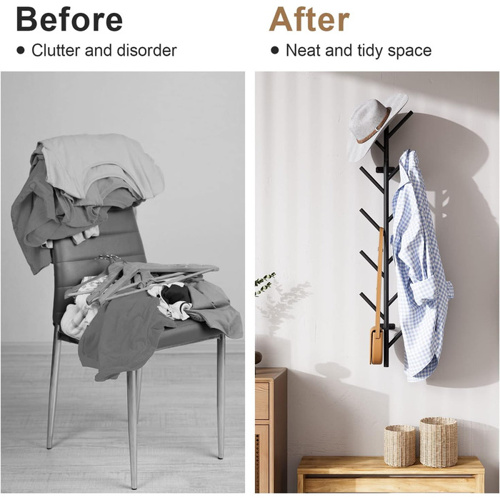 Настінна вішалка LOFTPLUS Black - 100см металева вішалка з 11 гачками, вішалка для курток, пальто, шапок, шарфів і сумок 100см чор