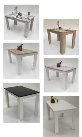 Обідній стіл, дуб сонома, світлий, пиляний, білий, з краєм під масив дерева, 110x70