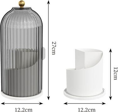 Органайзер для макіяжу, Органайзер для зберігання макіяжу, Органайзер для макіяжу, Тримач для пензлика 360 Поворотний з пилонепроникною кришкою, Сховище для губ, Блиск для губ, Підводка для очей, Спальня, Ванна кімната, Прозорий чорний 27 * 12,2 см
