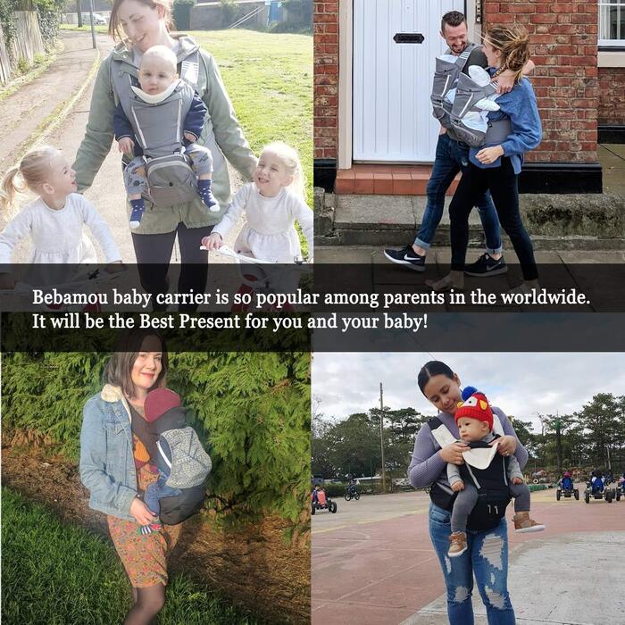 Чорний), 6 in 1 Clasical Baby Carrier Backpack 0-36 Months with 3PCS Baby Drool Bib, Convertible Baby Carrier (