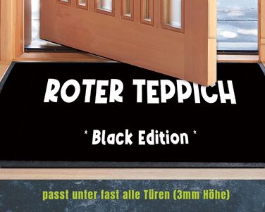 Кумедний килимок для дверей з написом - червона доріжка - чорне видання - нековзний та миється - 60x40 см, 3